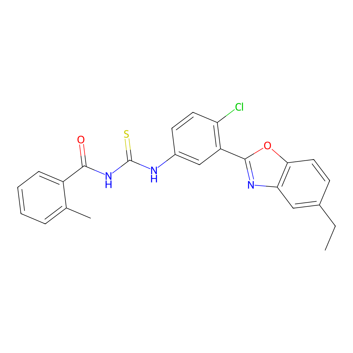 N-[[4-chloro-3-(5-ethyl-1,3-benzoxazol-2-yl)phenyl]carbamothioyl]-2-methylbenzamide molecular structure, CAS 6399-49-1