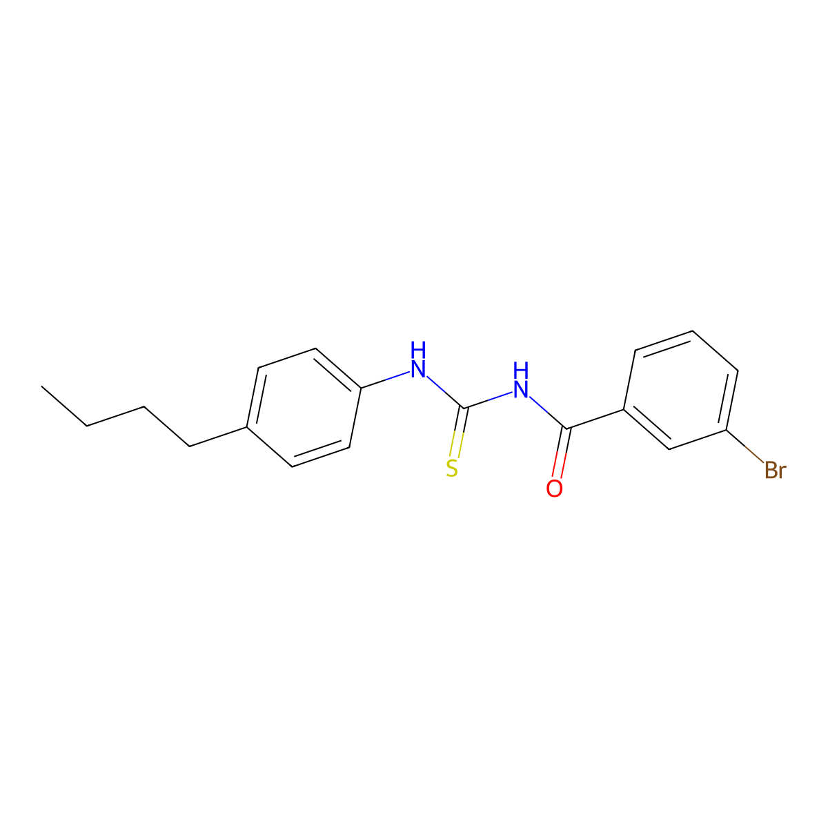 3-bromo-N-[(4-butylphenyl)carbamothioyl]benzamide molecular structure, CAS 6399-82-2