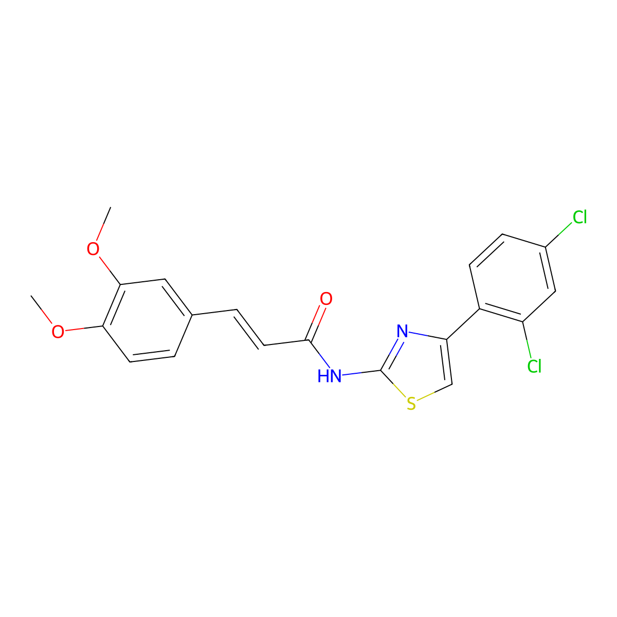 N-[4-(2,4-dichlorophenyl)-1,3-thiazol-2-yl]-3-(3,4-dimethoxyphenyl)prop-2-enamide molecular structure, CAS 6399-85-5