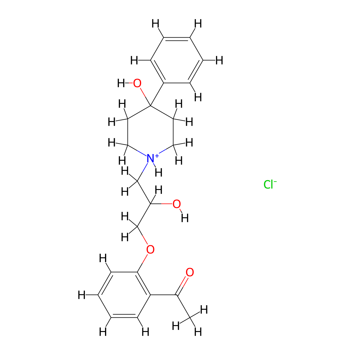 Acetophenone, 2'-((2-hydroxy-3-(4-hydroxy-4-phenylpiperidino))propoxy)-, hydrochloride molecular structure, CAS 63990-73-8