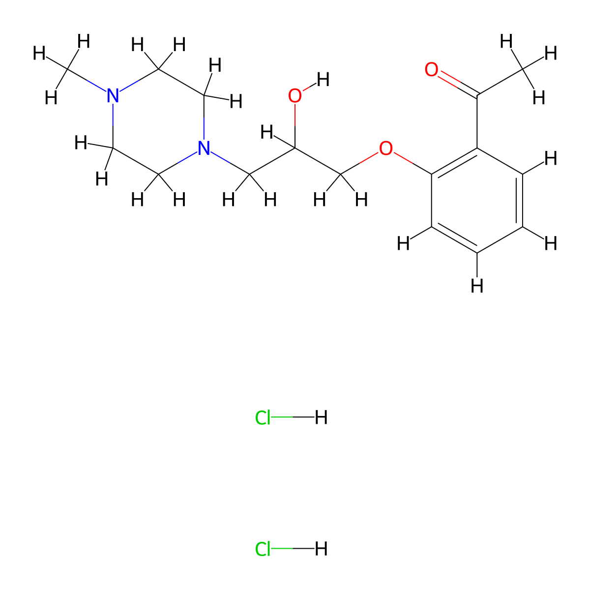 Acetophenone, 2'-((2-hydroxy-3-(4-methylpiperazinyl))propoxy)-, dihydrochloride molecular structure, CAS 63990-80-7