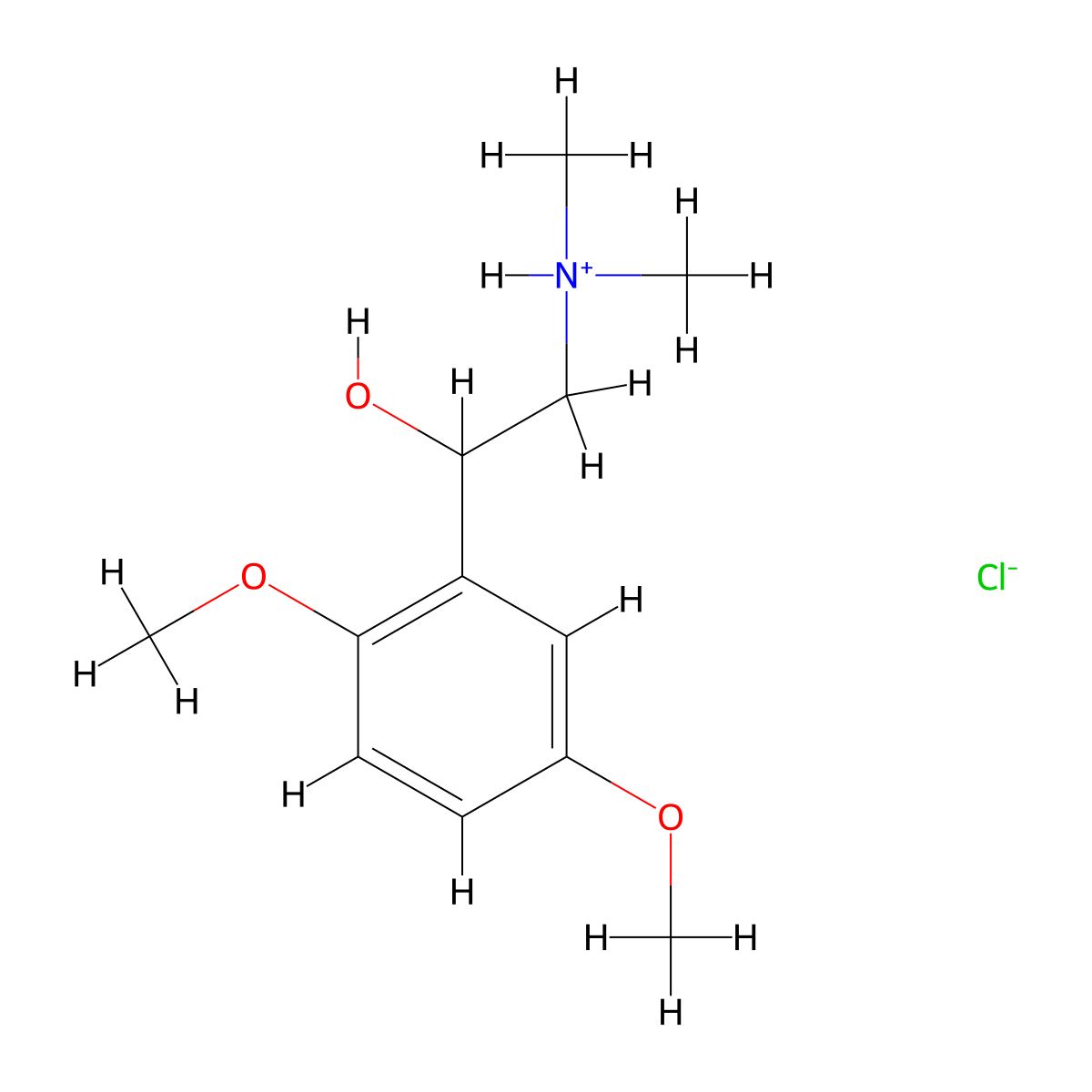 Benzyl alcohol, 2,5-dimethoxy-alpha-(dimethylaminomethyl)-, hydrochloride molecular structure, CAS 63991-16-2