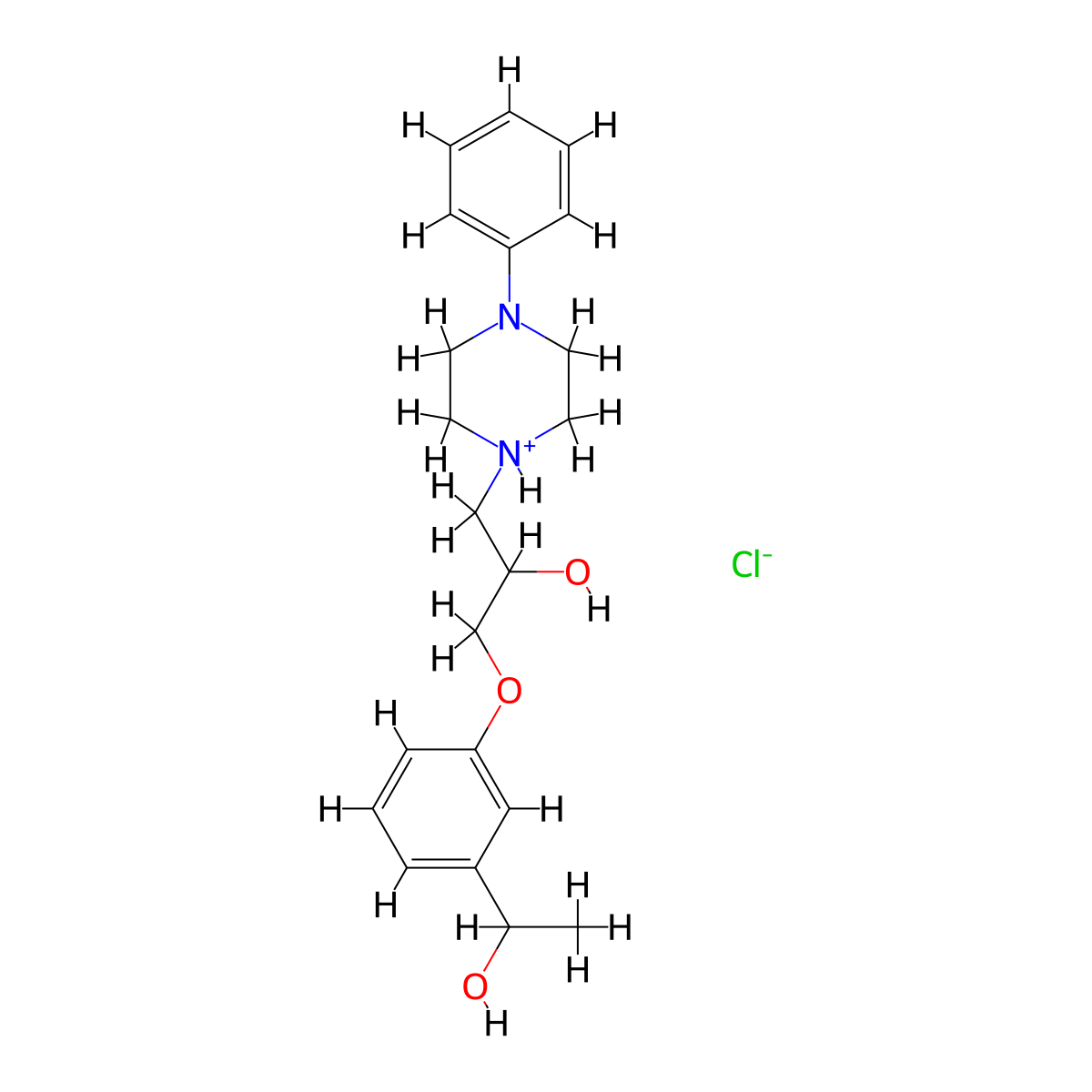 Benzyl alcohol, alpha-methyl-3-((2-hydroxy-3-(4-phenylpiperazinyl))propoxy)-, hydrochloride molecular structure, CAS 63991-29-7