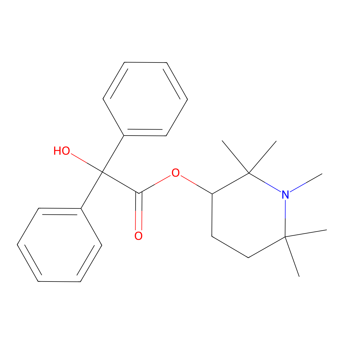 1,2,2,6,6-Pentamethylpiperidin-3-yl hydroxy(diphenyl)acetate molecular structure, CAS 63991-46-8