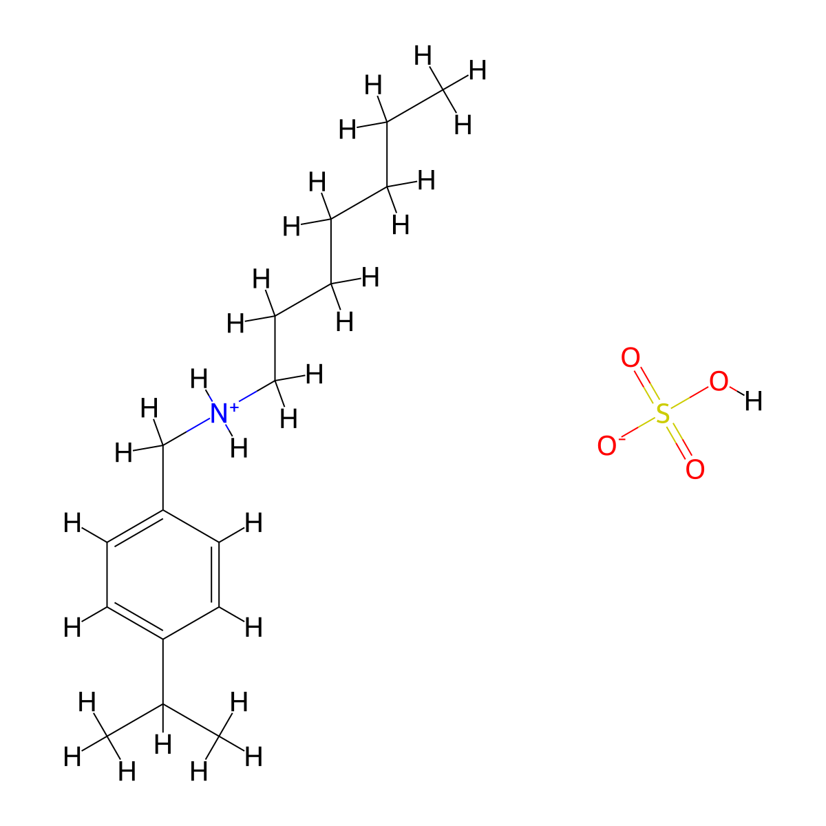 Benzylamine, N-heptyl-p-isopropyl-, hydrogen sulfate molecular structure, CAS 63991-60-6