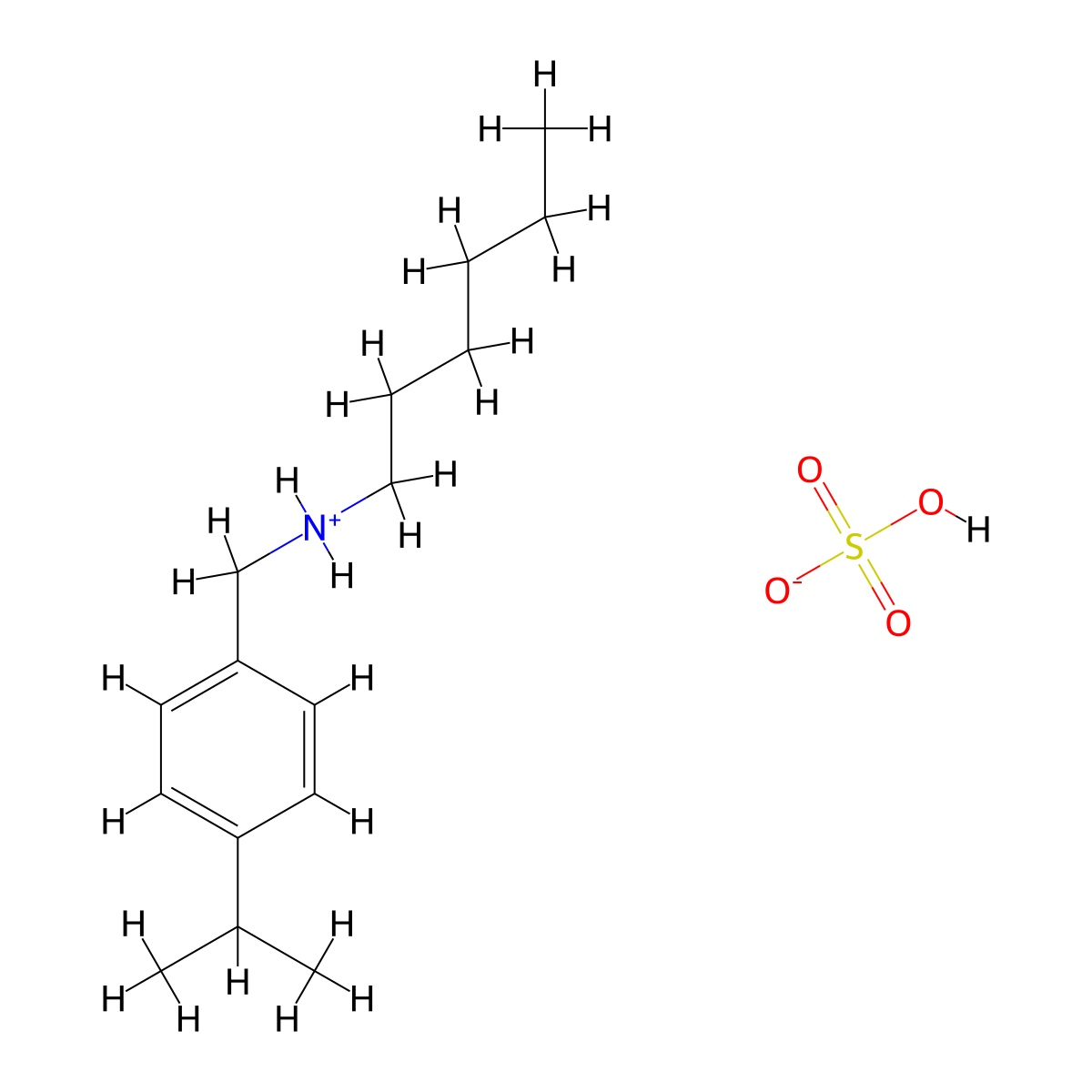 Benzylamine, N-hexyl-p-isopropyl-, hydrogen sulfate molecular structure, CAS 63991-63-9
