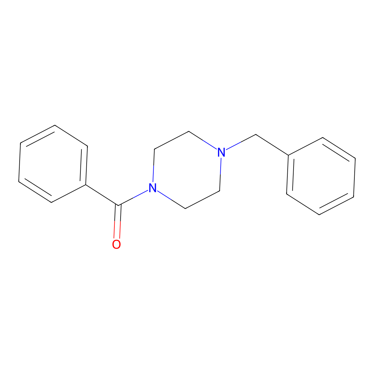 Phenyl(4-(phenylmethyl)-1-piperazinyl)methanone molecular structure, CAS 63991-67-3