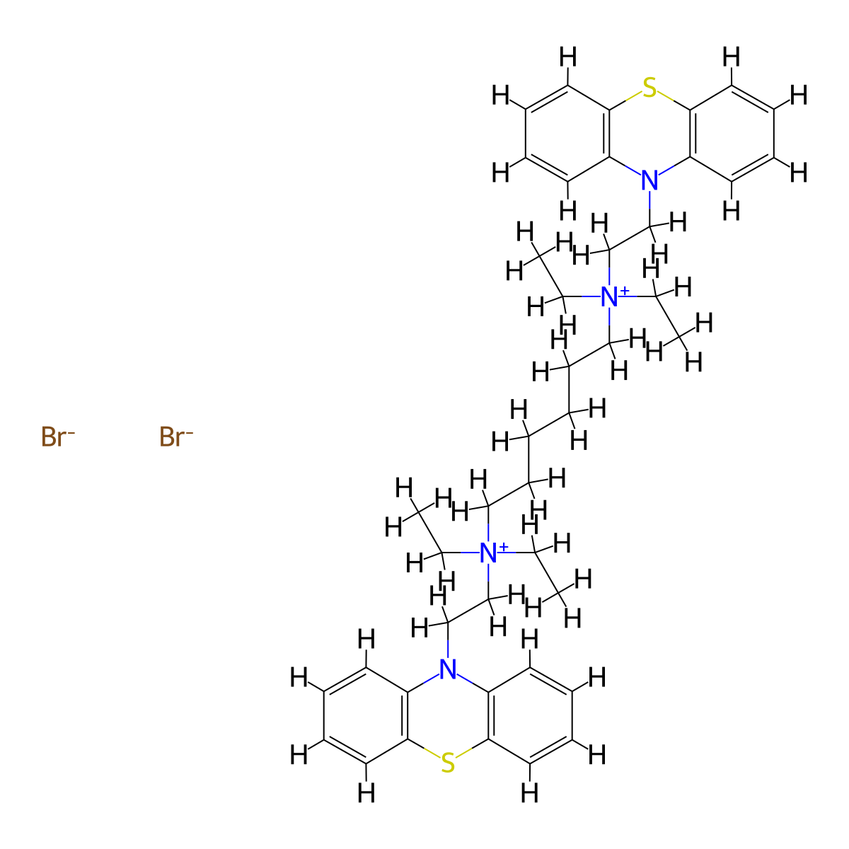 Ammonium, hexamethylenebis(diethyl-(beta-(10-phenothiazinyl)ethyl)-, dibromide molecular structure, CAS 63992-07-4