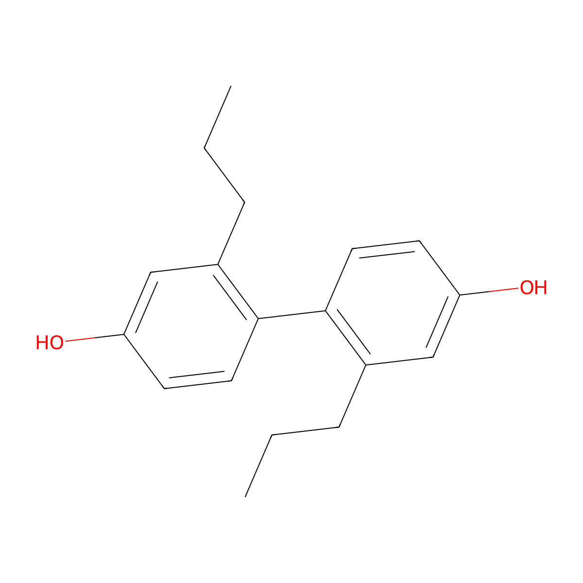 4,4'-Biphenyldiol, 2,2'-dipropyl- molecular structure, CAS 63992-31-4
