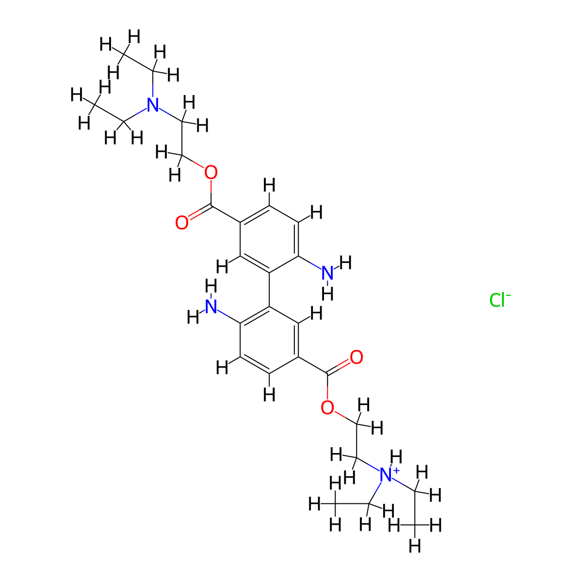 3,3'-Biphenyldicarboxylic acid, 6,6'-diamino-, bis-(2-diethylaminoethyl) ester, hydrochloride molecular structure, CAS 63992-37-0