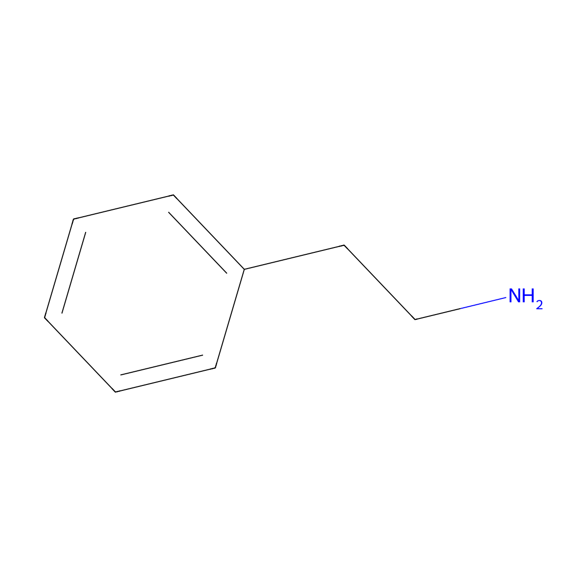 Phenethylamine molecular structure, CAS 64-04-0