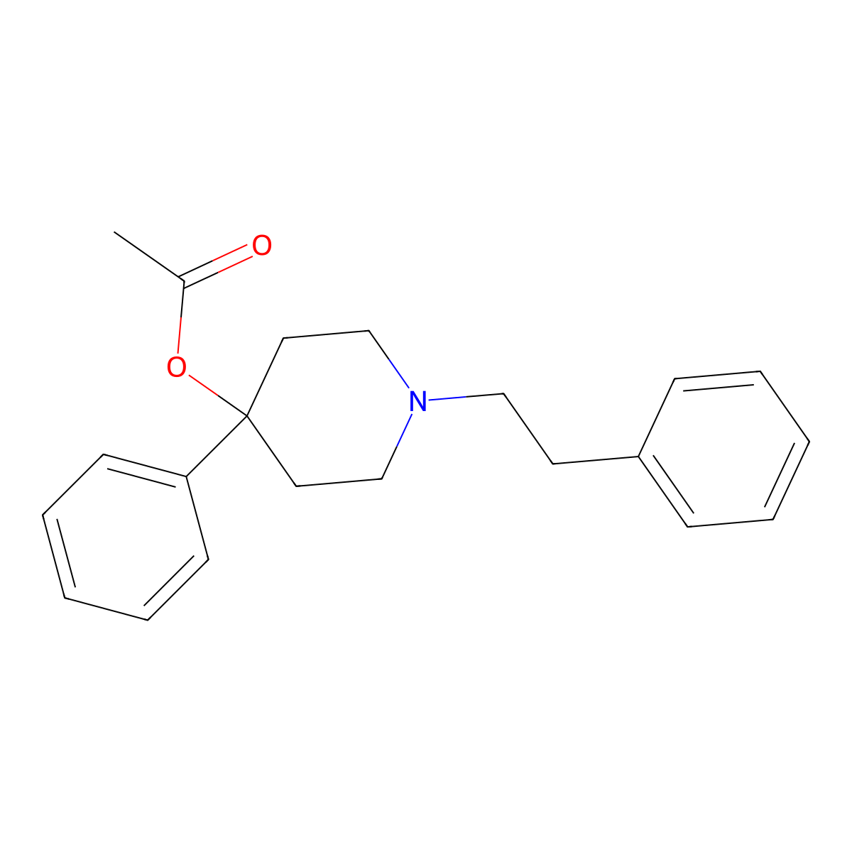 1-(-2-Phenethyl)-4-phenyl-4-acetoxypiperidine molecular structure, CAS 64-52-8