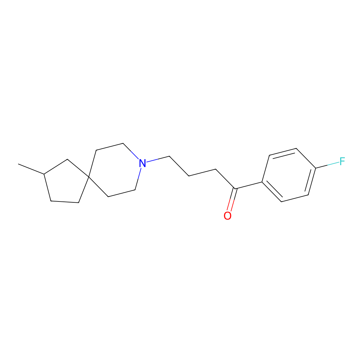 Butyrophenone, 4'-fluoro-4-(2-methyl-8-azaspiro(4.5)dec-8-yl)- molecular structure, CAS 64-61-9