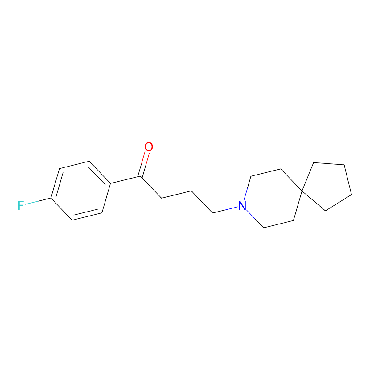 Butyrophenone, 4-(8-azaspiro(4.5)dec-8-yl)-4'-fluoro- molecular structure, CAS 64-64-2