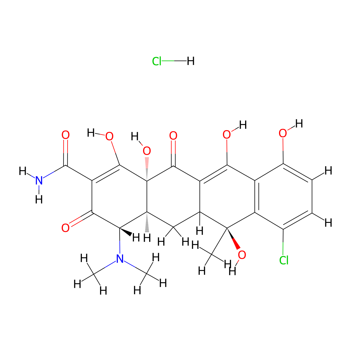 Chlortetracycline HCl molecular structure, CAS 64-72-2