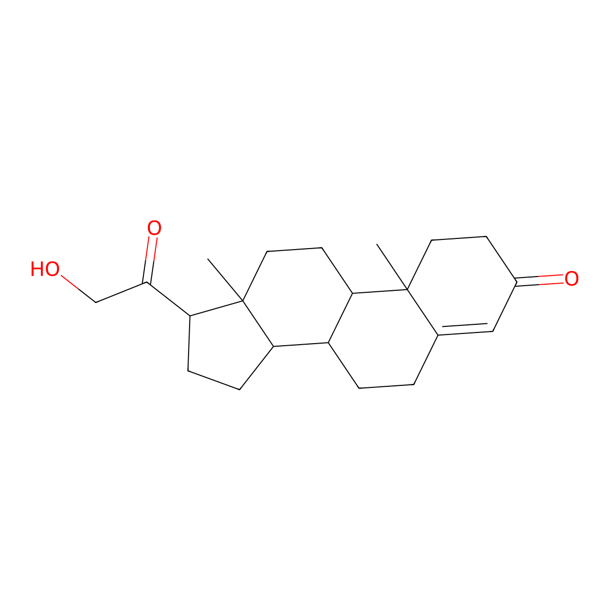 Deoxycorticosterone molecular structure, CAS 64-85-7