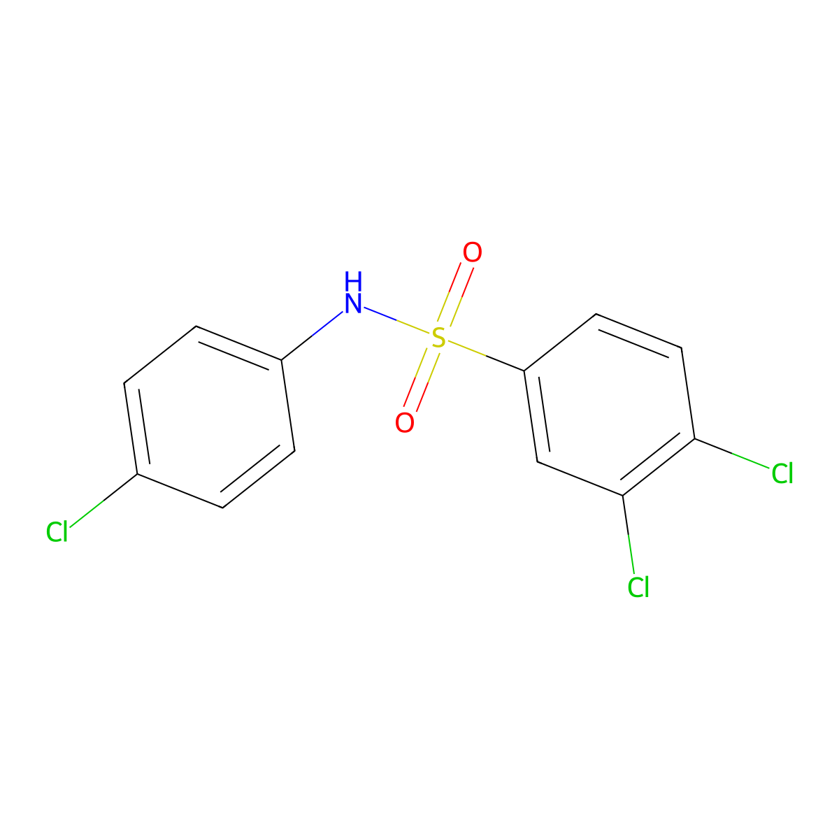 3,4-Dichloro-N-(4-chlorophenyl)benzenesulfonamide molecular structure, CAS 640-59-5