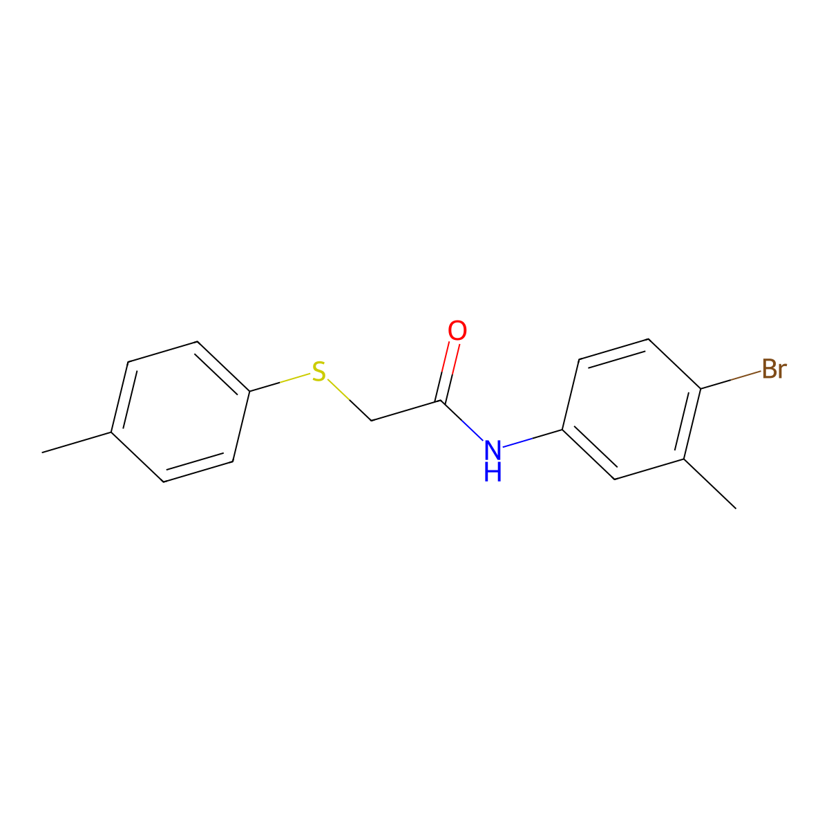 N-(4-bromo-3-methylphenyl)-2-[(4-methylphenyl)sulfanyl]acetamide molecular structure, CAS 6400-87-9