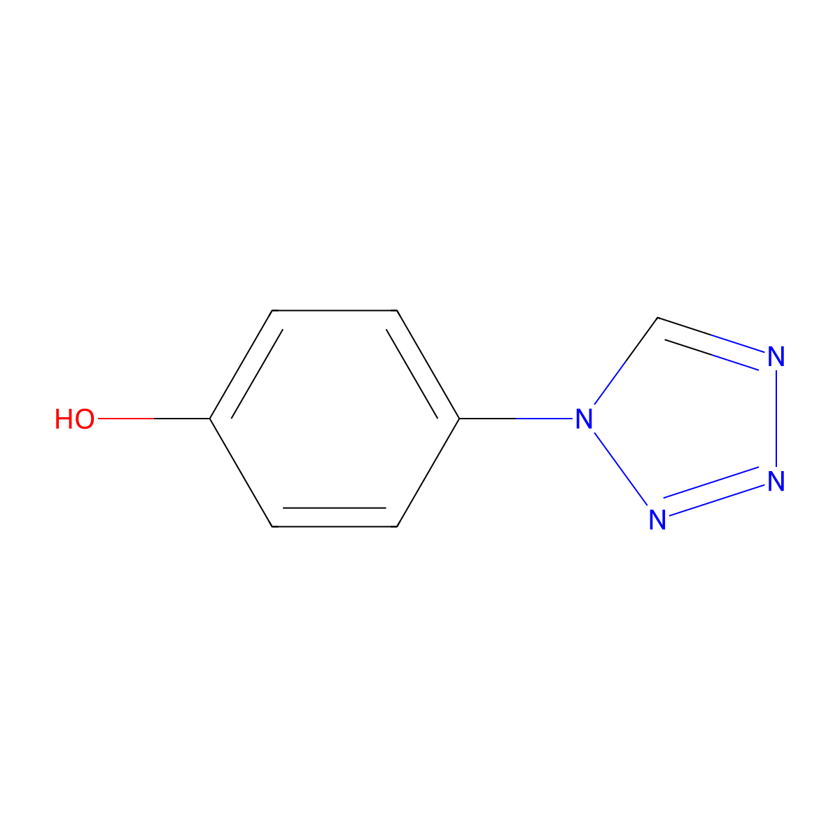 4-(1H-1,2,3,4-tetrazol-1-yl)phenol molecular structure, CAS 64001-11-2