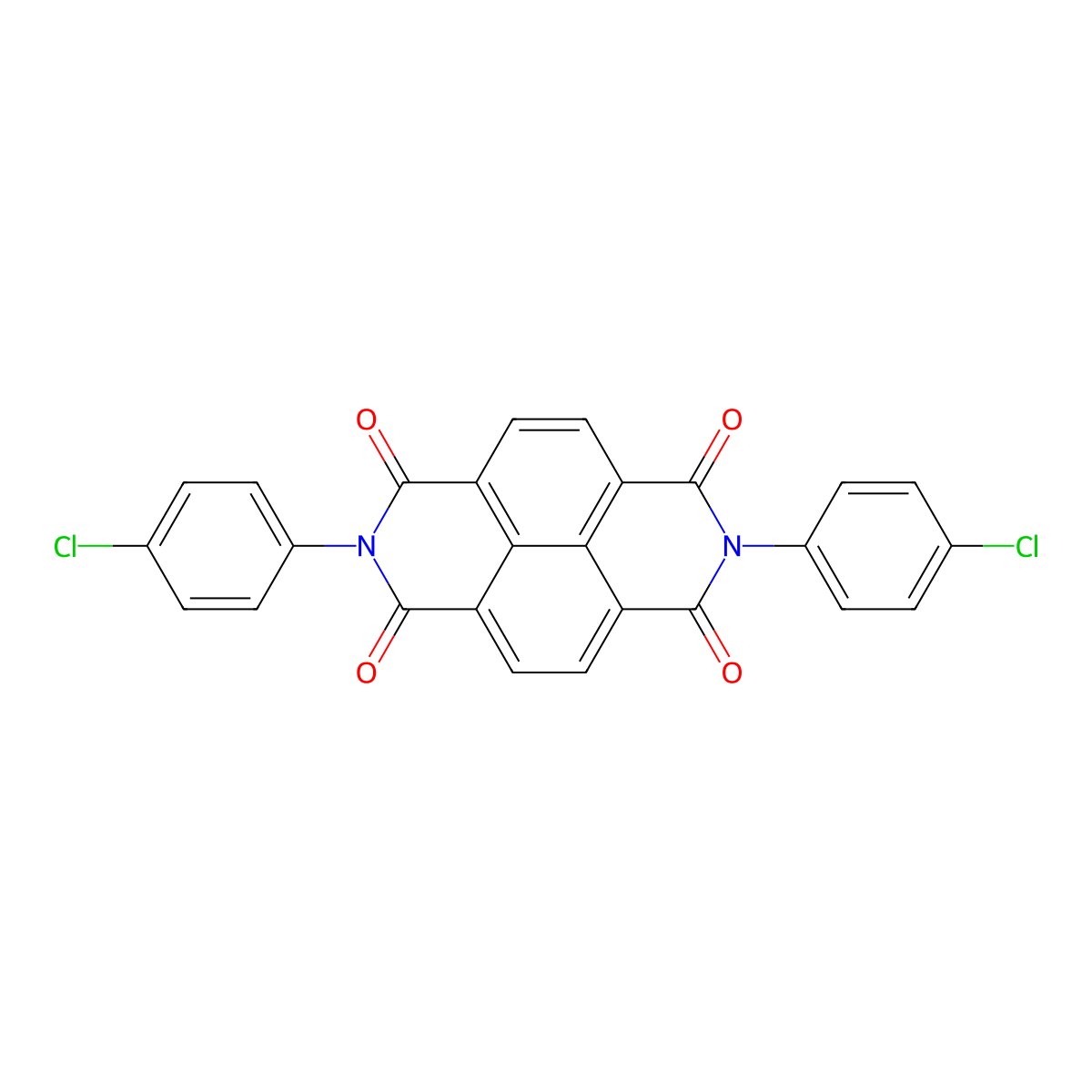 2,7-Bis(4-chlorophenyl)benzo[lmn][3,8]phenanthroline-1,3,6,8(2H,7H)-tetrone molecular structure, CAS 64005-91-0