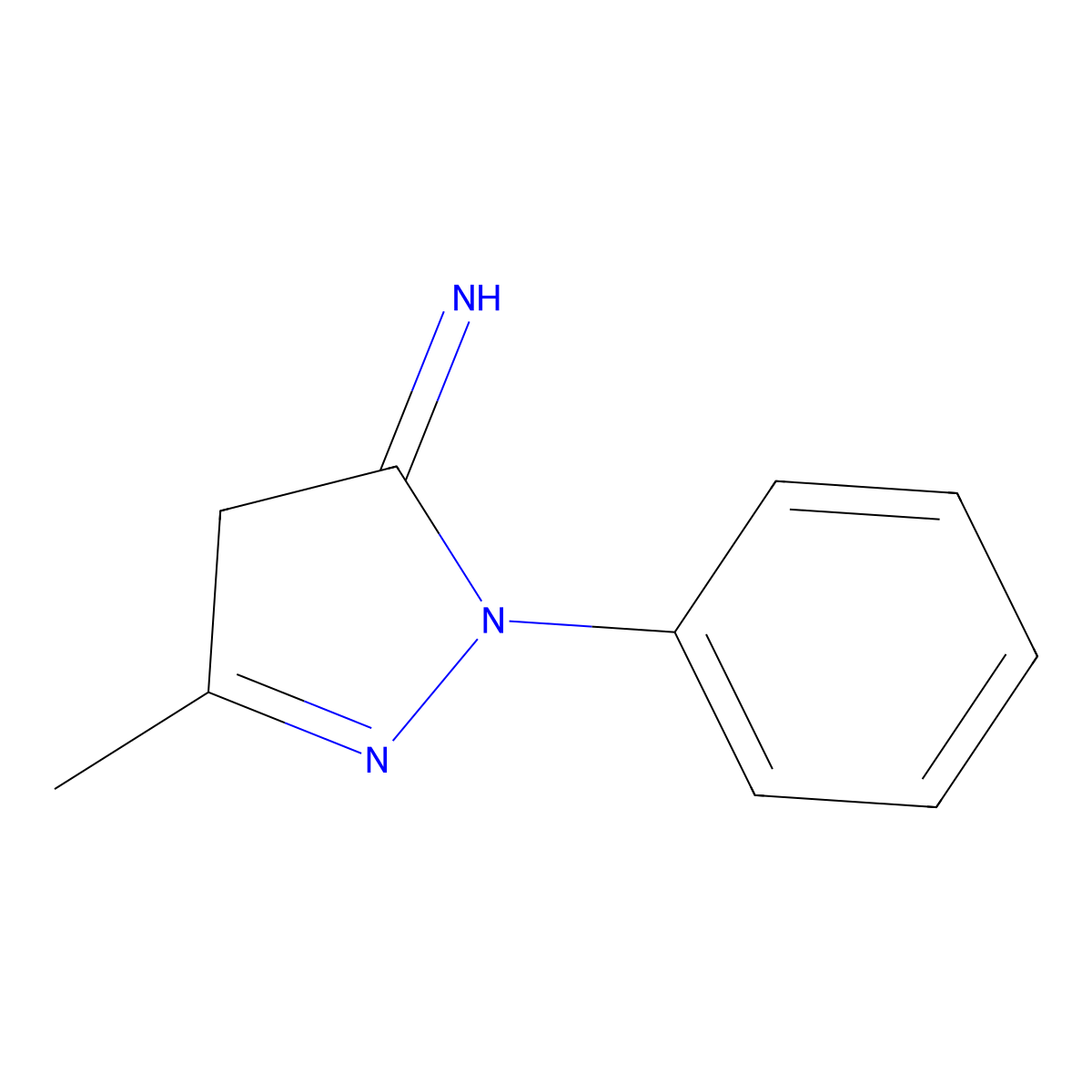 3H-Pyrazol-3-imine, 2,4-dihydro-5-methyl-2-phenyl- molecular structure, CAS 6401-97-4