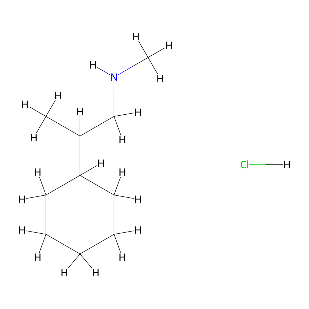 Cyclexedrine hydrochloride molecular structure, CAS 64011-61-6