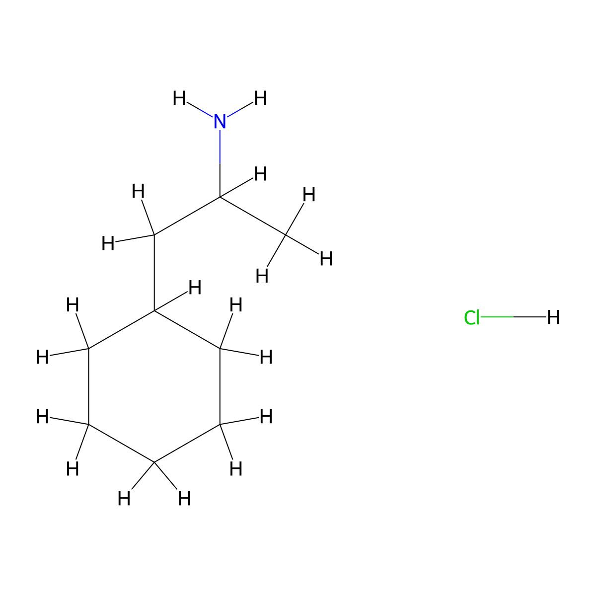 Cyclohexaneethylamine, alpha-methyl-, hydrochloride, (+-)- molecular structure, CAS 64011-62-7