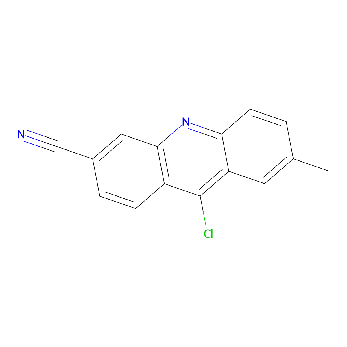 3-Acridinecarbonitrile, 9-chloro-7-methyl- molecular structure, CAS 64011-90-1