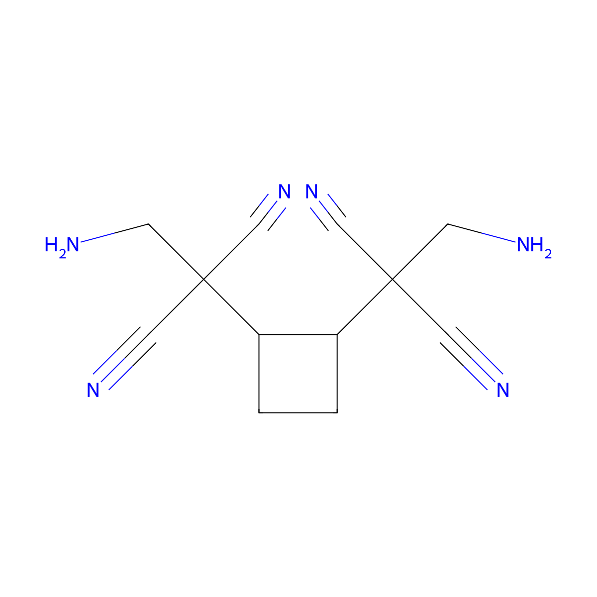 Cyclobutane, 1,2-bis((2-amino-1,1-dicyano)ethyl)- molecular structure, CAS 64011-91-2