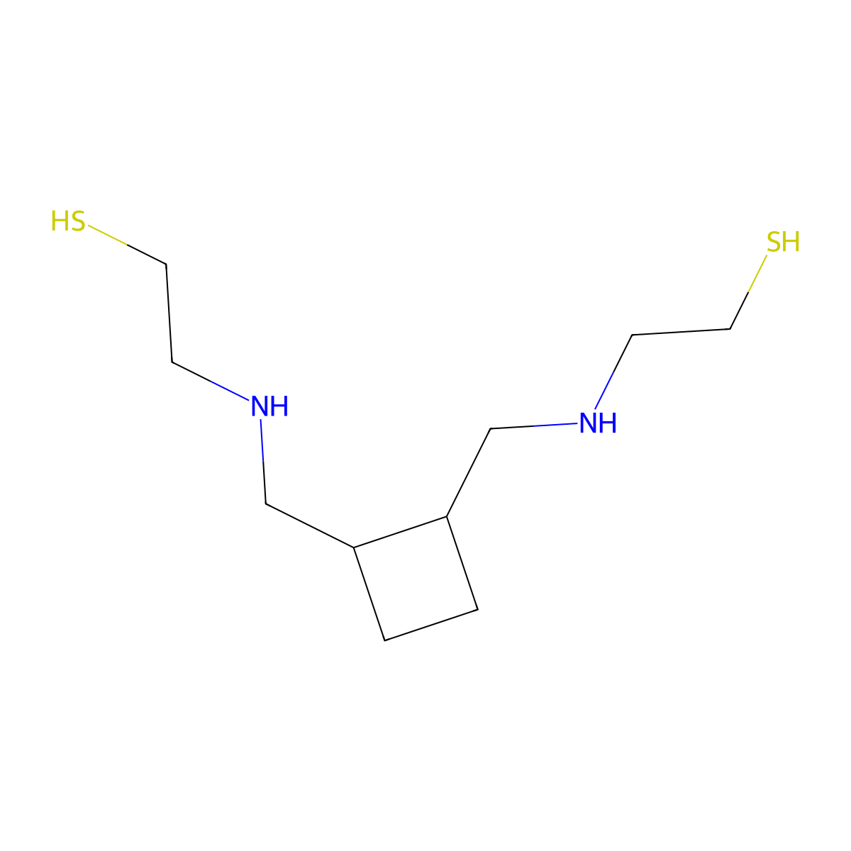 Cyclobutanebis(methylamine), N,N'-bis(2-mercaptoethyl)- molecular structure, CAS 64011-92-3