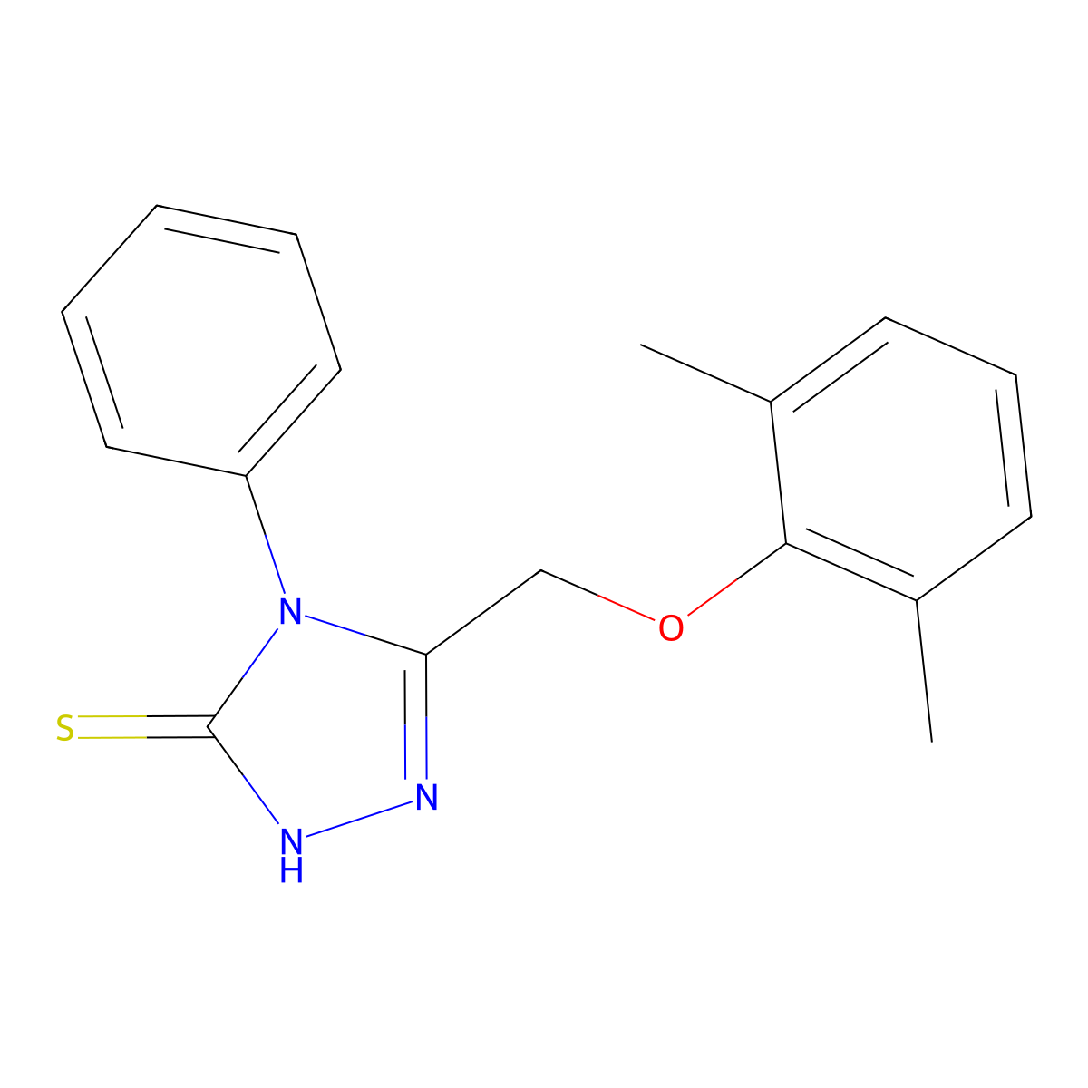 5-[(2,6-dimethylphenoxy)methyl]-4-phenyl-4H-1,2,4-triazole-3-thiol molecular structure, CAS 64013-53-2