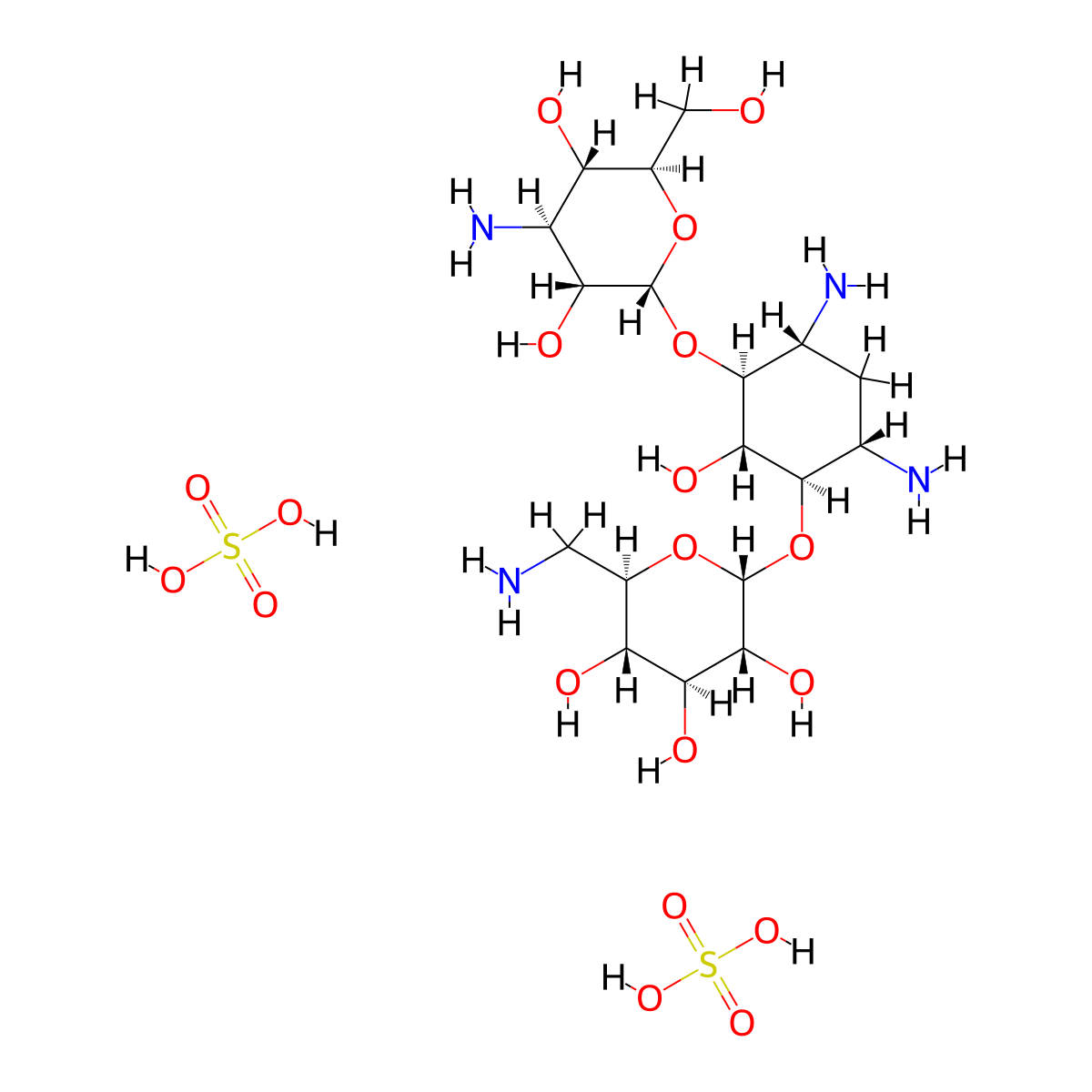 Kanamycin acid sulfate molecular structure, CAS 64013-70-3