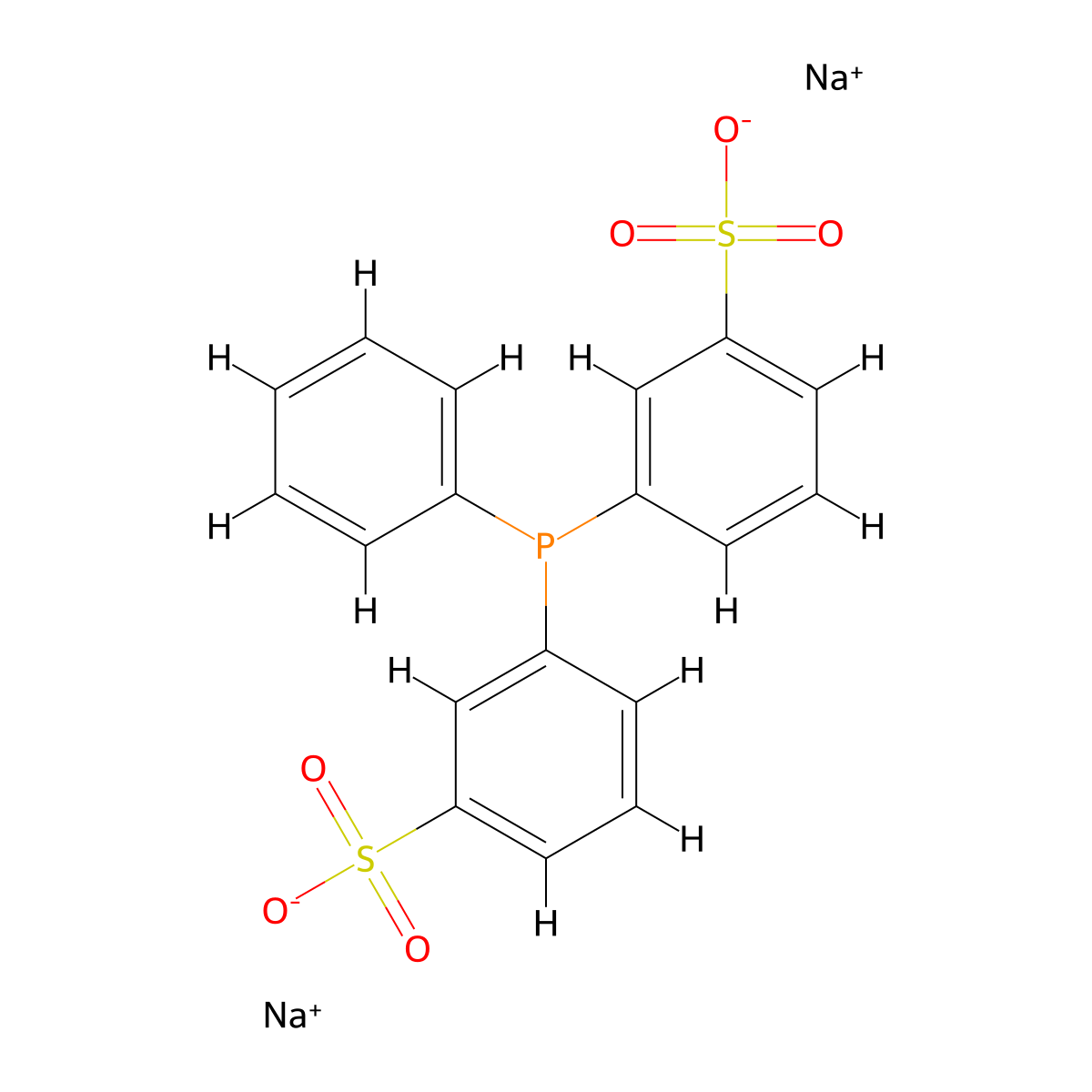 3,3'-(Phenylphosphinediyl)dibenzenesulfonic acid, disodium salt molecular structure, CAS 64018-22-0