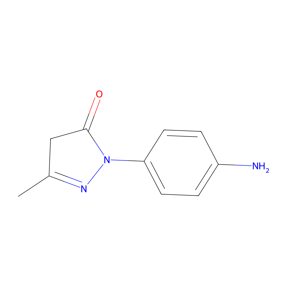 2-(4-aminophenyl)-2,4-dihydro-5-methyl-3H-pyrazol-3-one molecular structure, CAS 6402-08-0