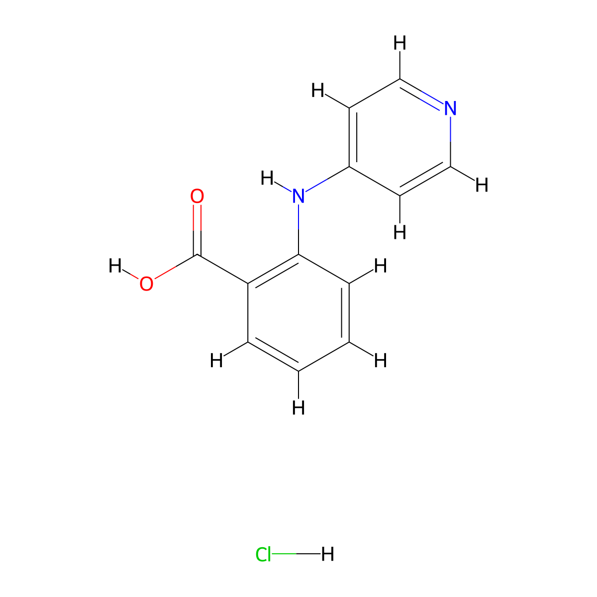 2-[(Pyridin-4-yl)amino]benzoic acid--hydrogen chloride (1/1) molecular structure, CAS 64021-56-3