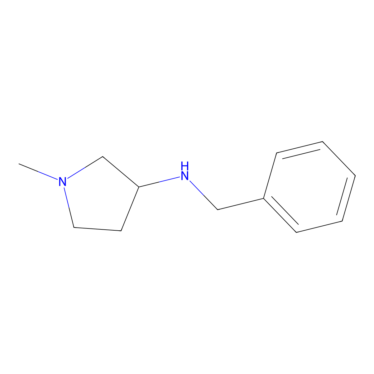 N-benzyl-1-methylpyrrolidin-3-amine molecular structure, CAS 64021-80-3