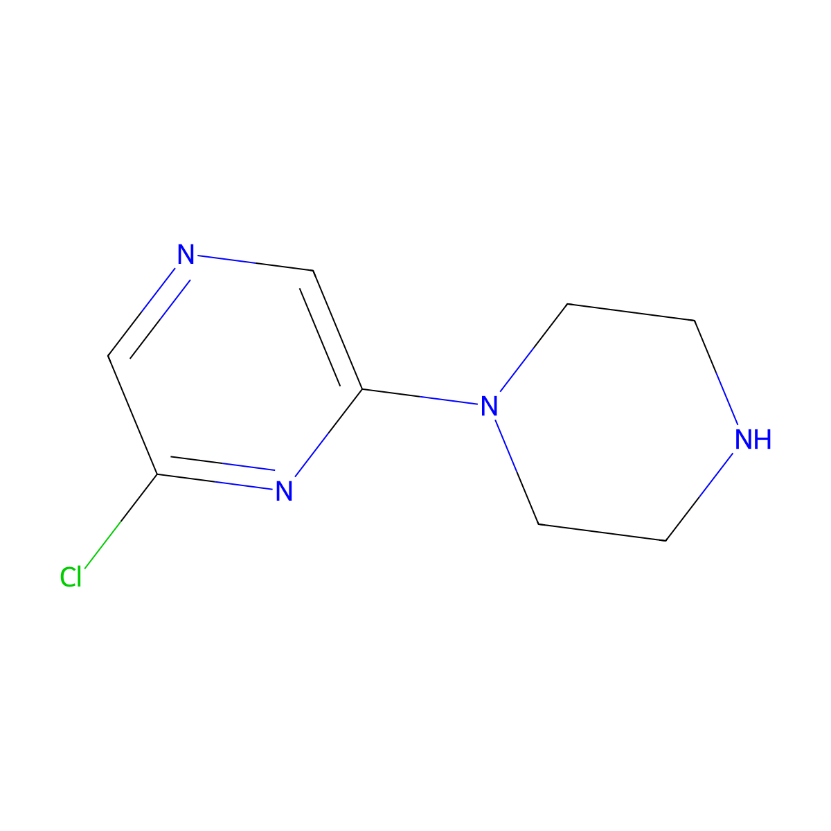 2-Chloro-6-(1-piperazinyl)pyrazine molecular structure, CAS 64022-27-1