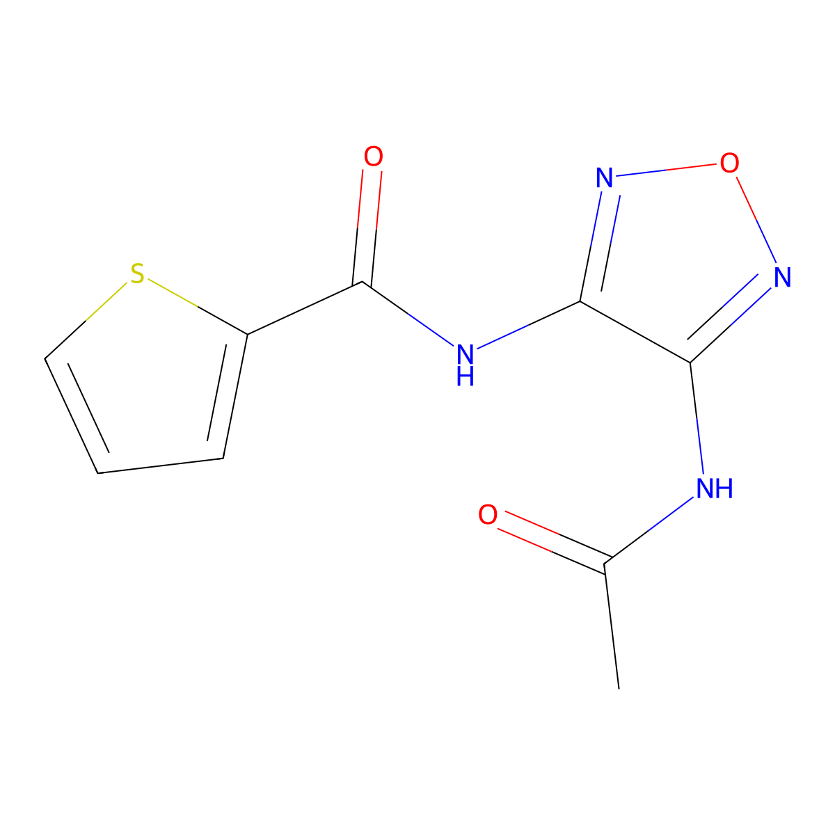 N-(4-acetamido-1,2,5-oxadiazol-3-yl)thiophene-2-carboxamide molecular structure, CAS 640238-56-8