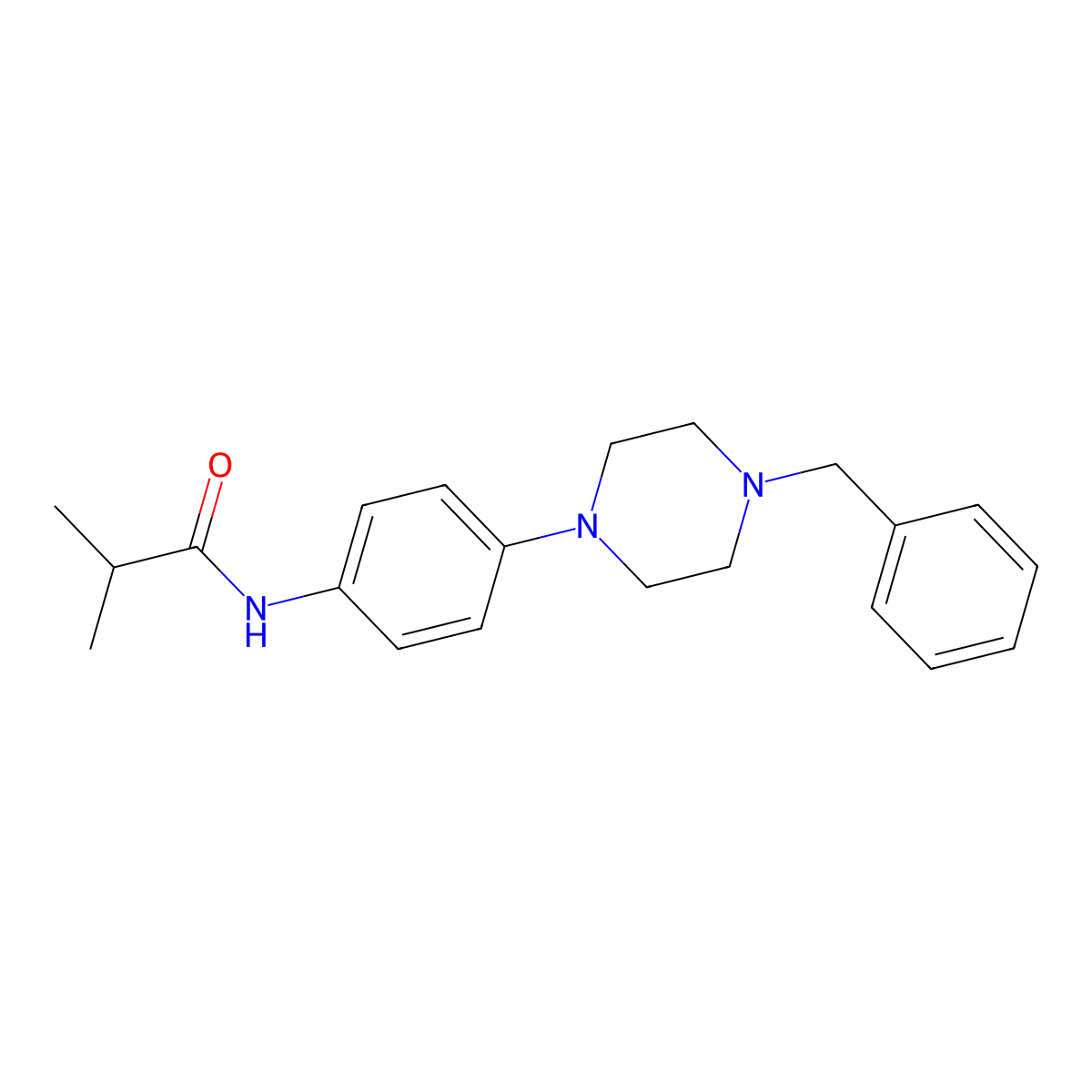 N-[4-(4-benzylpiperazin-1-yl)phenyl]-2-methylpropanamide molecular structure, CAS 640239-48-1