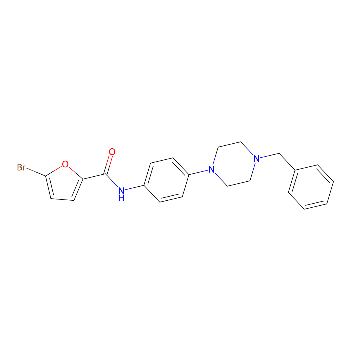 N-[4-(4-benzylpiperazin-1-yl)phenyl]-5-bromofuran-2-carboxamide molecular structure, CAS 640239-55-0