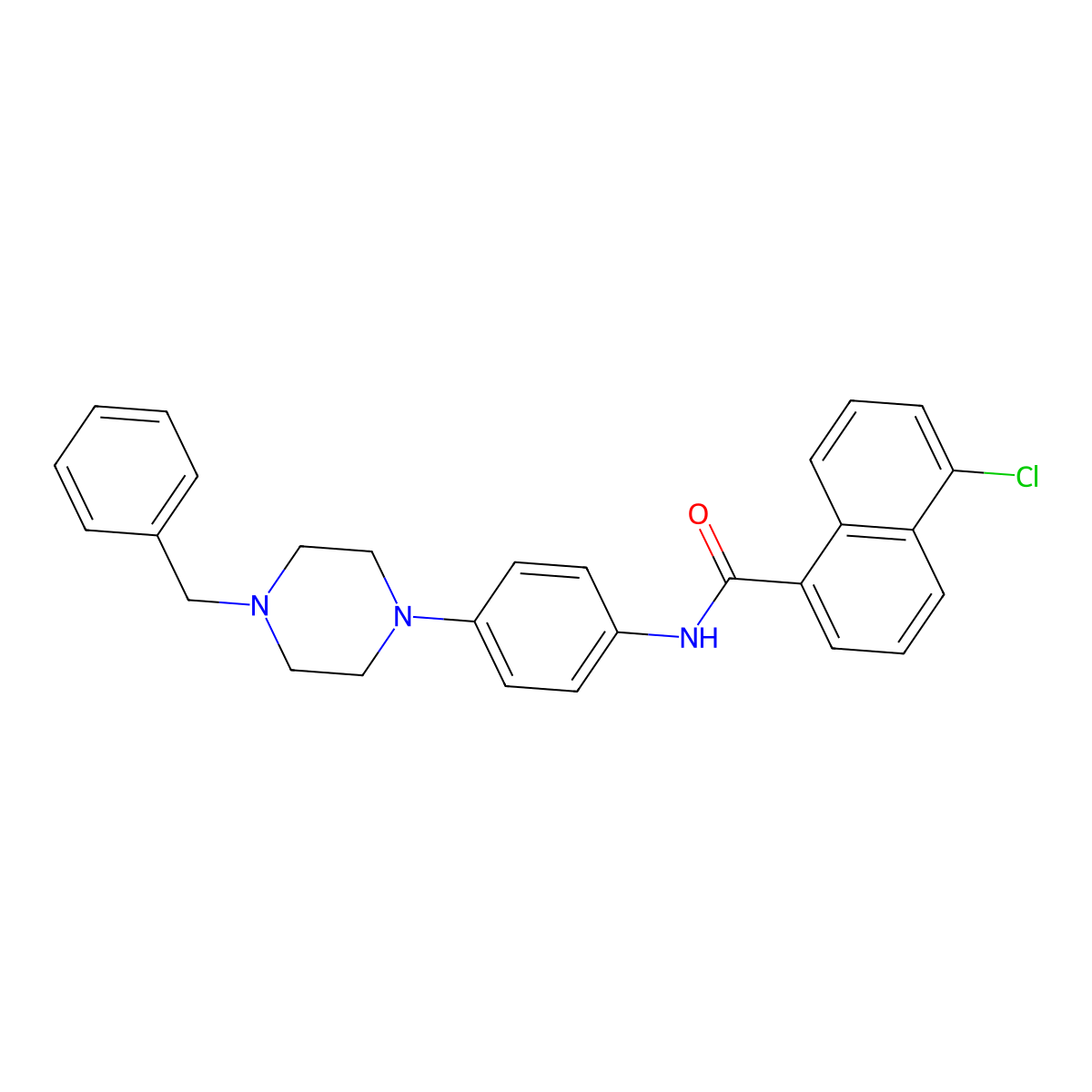 N-[4-(4-benzylpiperazin-1-yl)phenyl]-5-chloronaphthalene-1-carboxamide molecular structure, CAS 640239-62-9