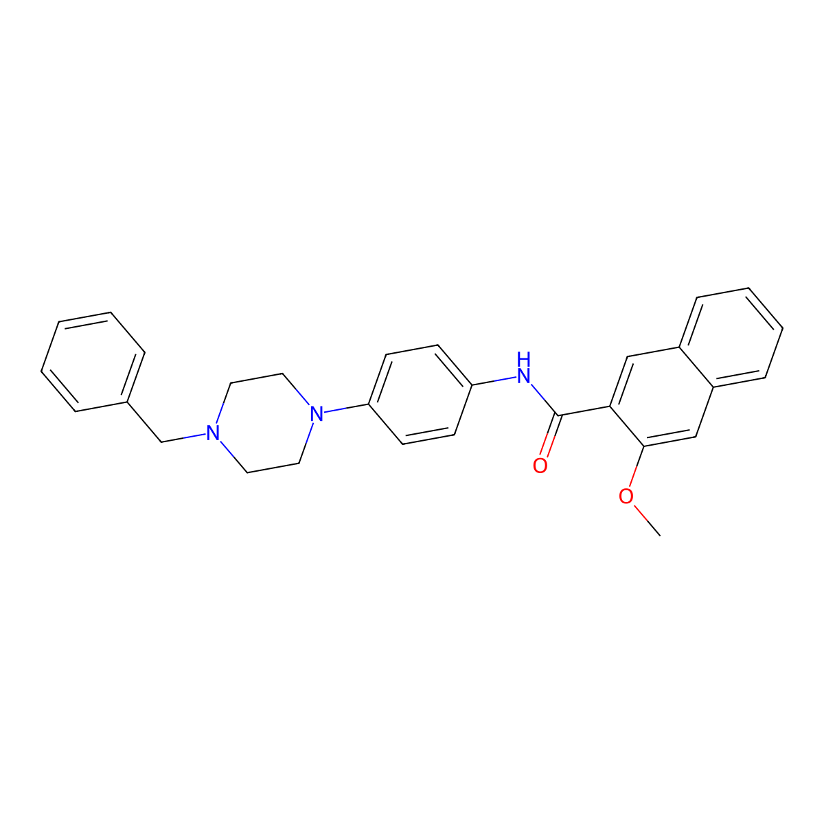N-[4-(4-benzylpiperazin-1-yl)phenyl]-3-methoxynaphthalene-2-carboxamide molecular structure, CAS 640239-67-4