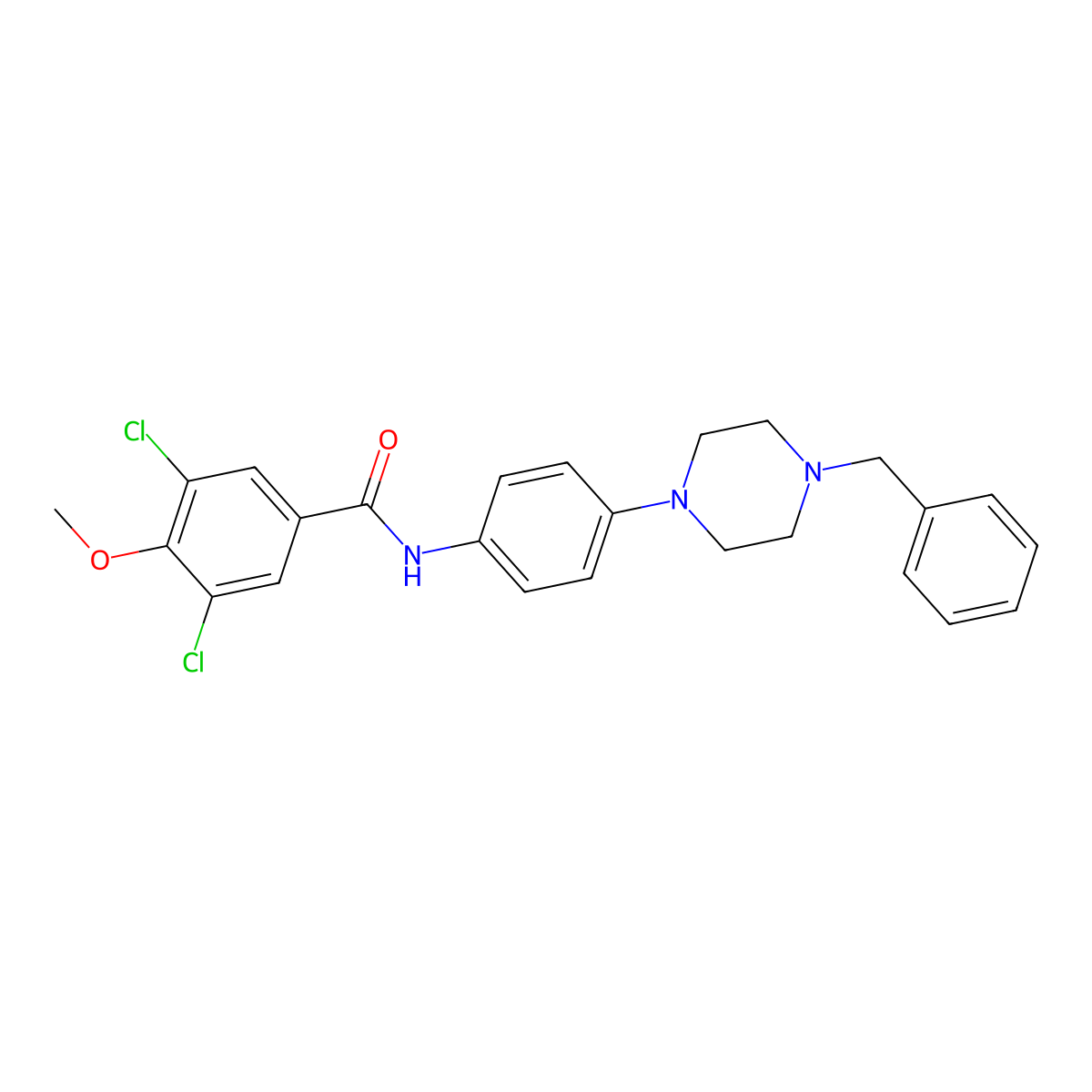 N-[4-(4-benzylpiperazin-1-yl)phenyl]-3,5-dichloro-4-methoxybenzamide molecular structure, CAS 640239-86-7