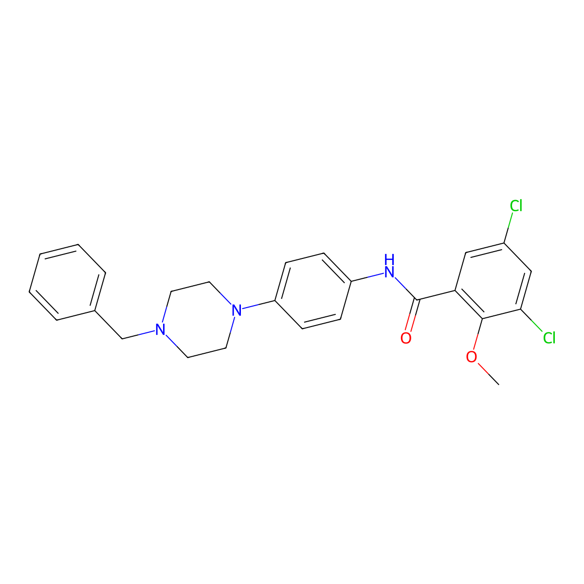 N-[4-(4-benzylpiperazin-1-yl)phenyl]-3,5-dichloro-2-methoxybenzamide molecular structure, CAS 640240-09-1
