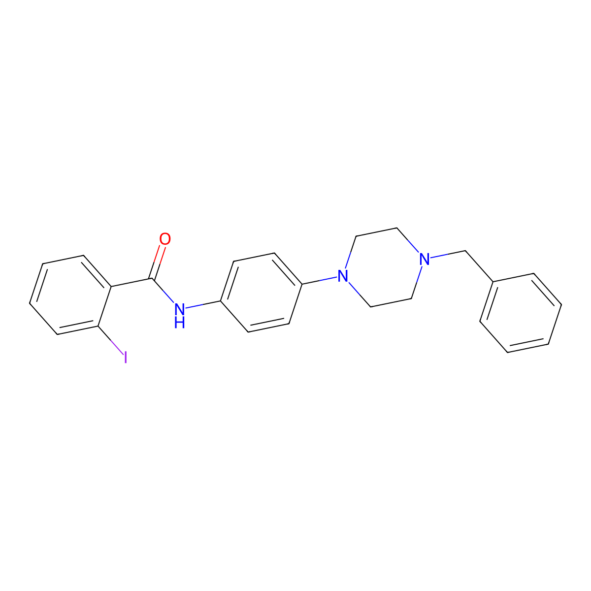 N-[4-(4-benzylpiperazin-1-yl)phenyl]-2-iodobenzamide molecular structure, CAS 640240-12-6