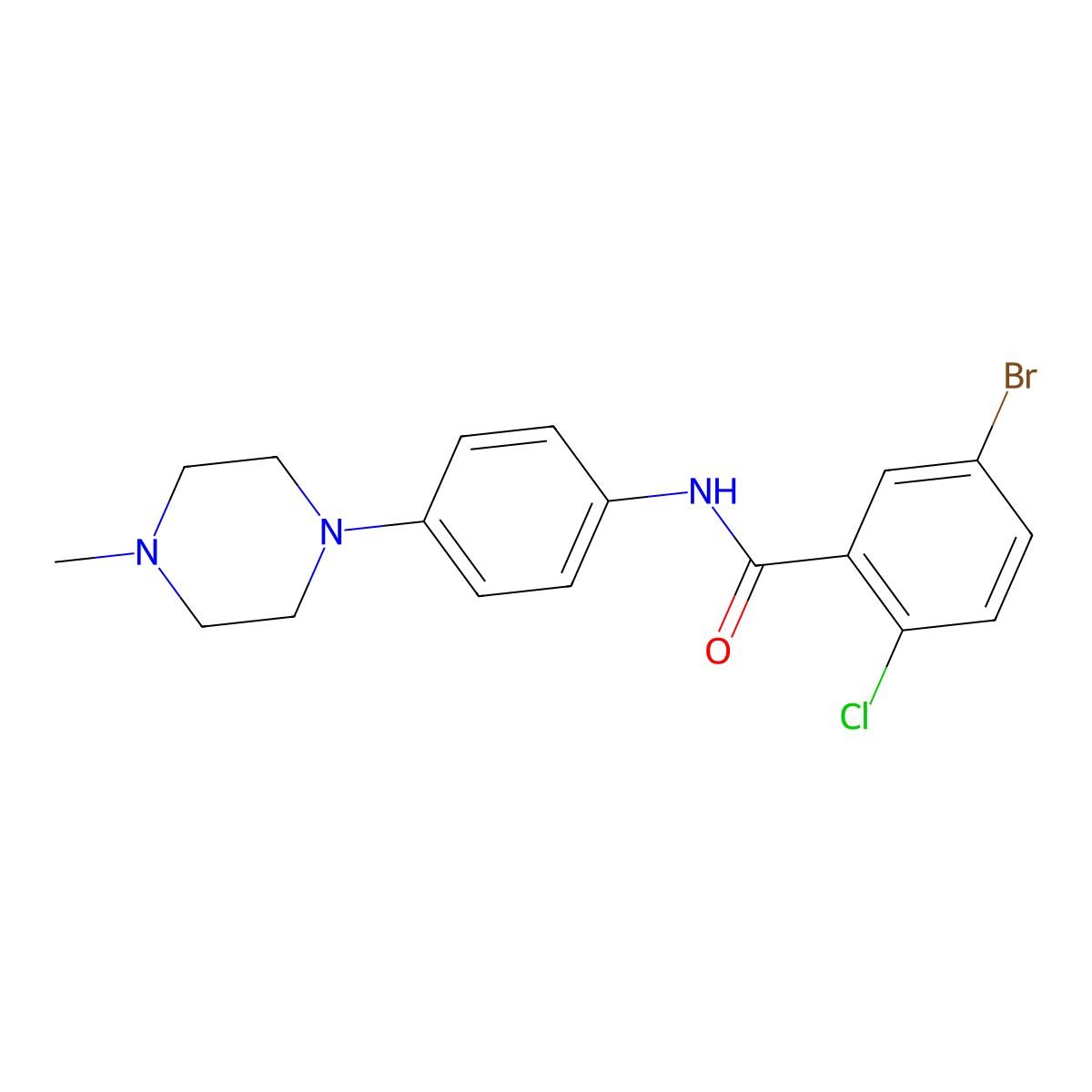 5-bromo-2-chloro-N-[4-(4-methylpiperazin-1-yl)phenyl]benzamide molecular structure, CAS 640242-06-4