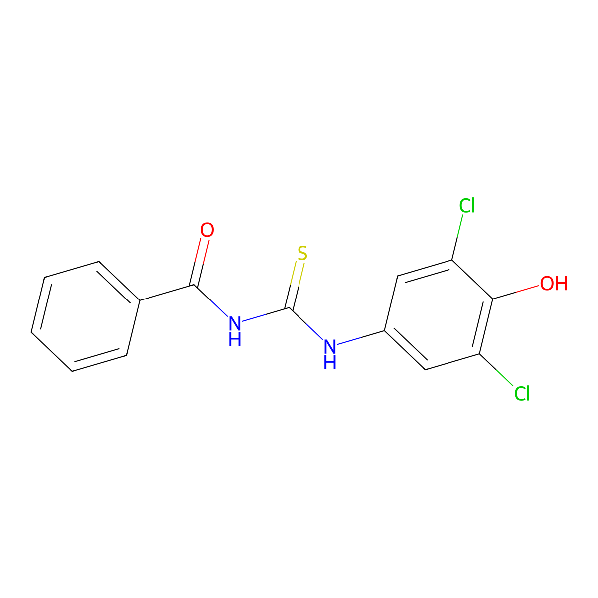 N-benzoyl-N'-(3,5-dichloro-4-hydroxyphenyl)thiourea molecular structure, CAS 640242-35-9