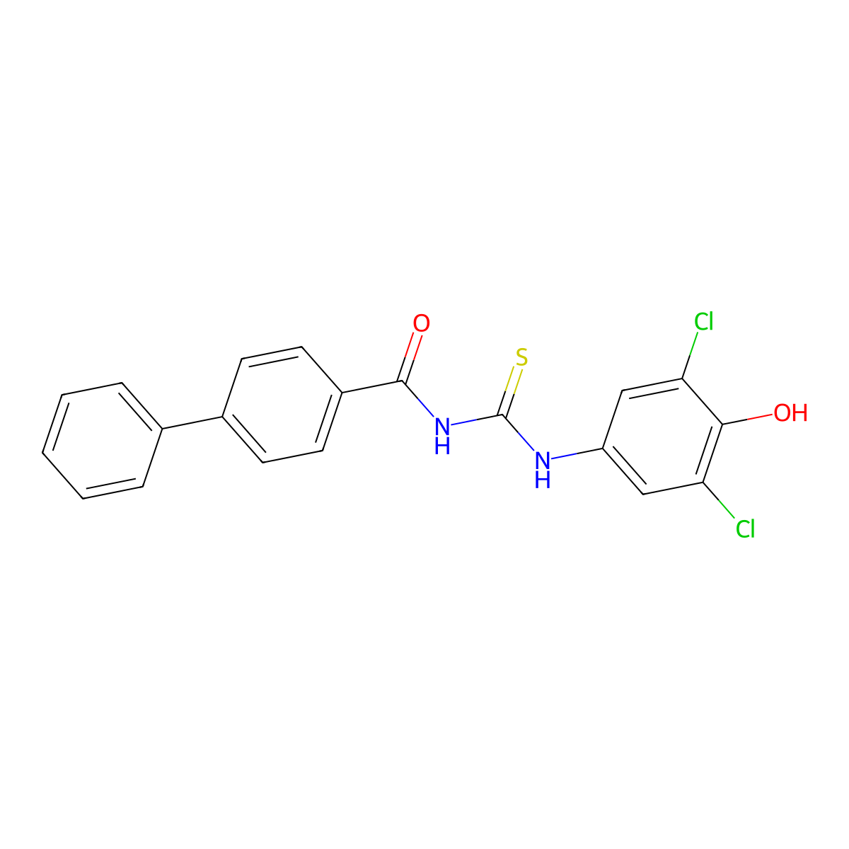 N-[(3,5-dichloro-4-hydroxyphenyl)carbamothioyl]-4-phenylbenzamide molecular structure, CAS 640242-51-9