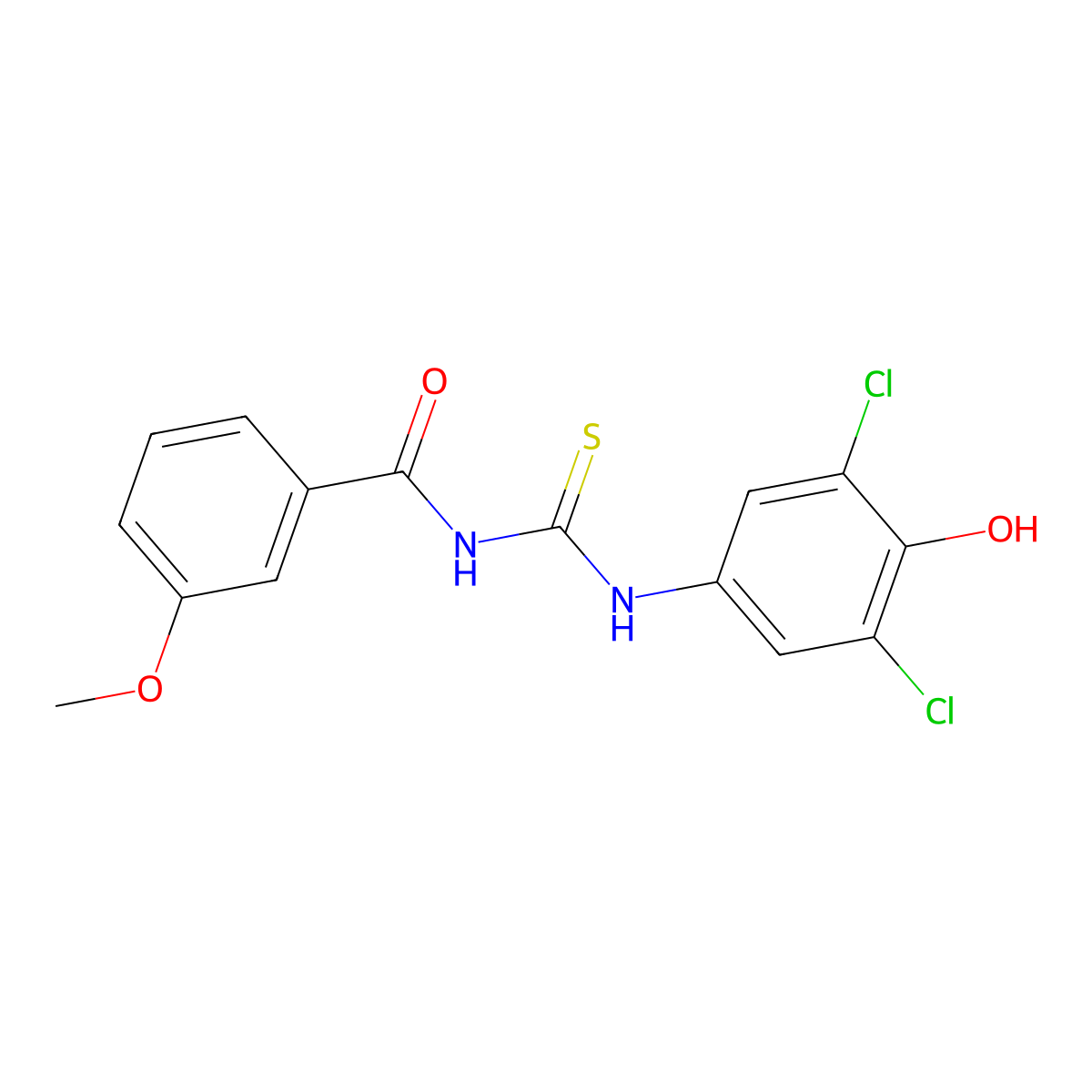 N-(3,5-dichloro-4-hydroxyphenyl)-N'-(3-methoxybenzoyl)thiourea molecular structure, CAS 640242-55-3