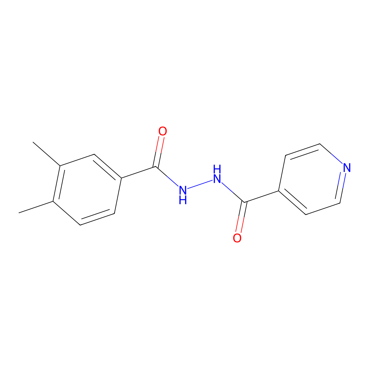 N'-(3,4-dimethylbenzoyl)pyridine-4-carbohydrazide molecular structure, CAS 640244-51-5